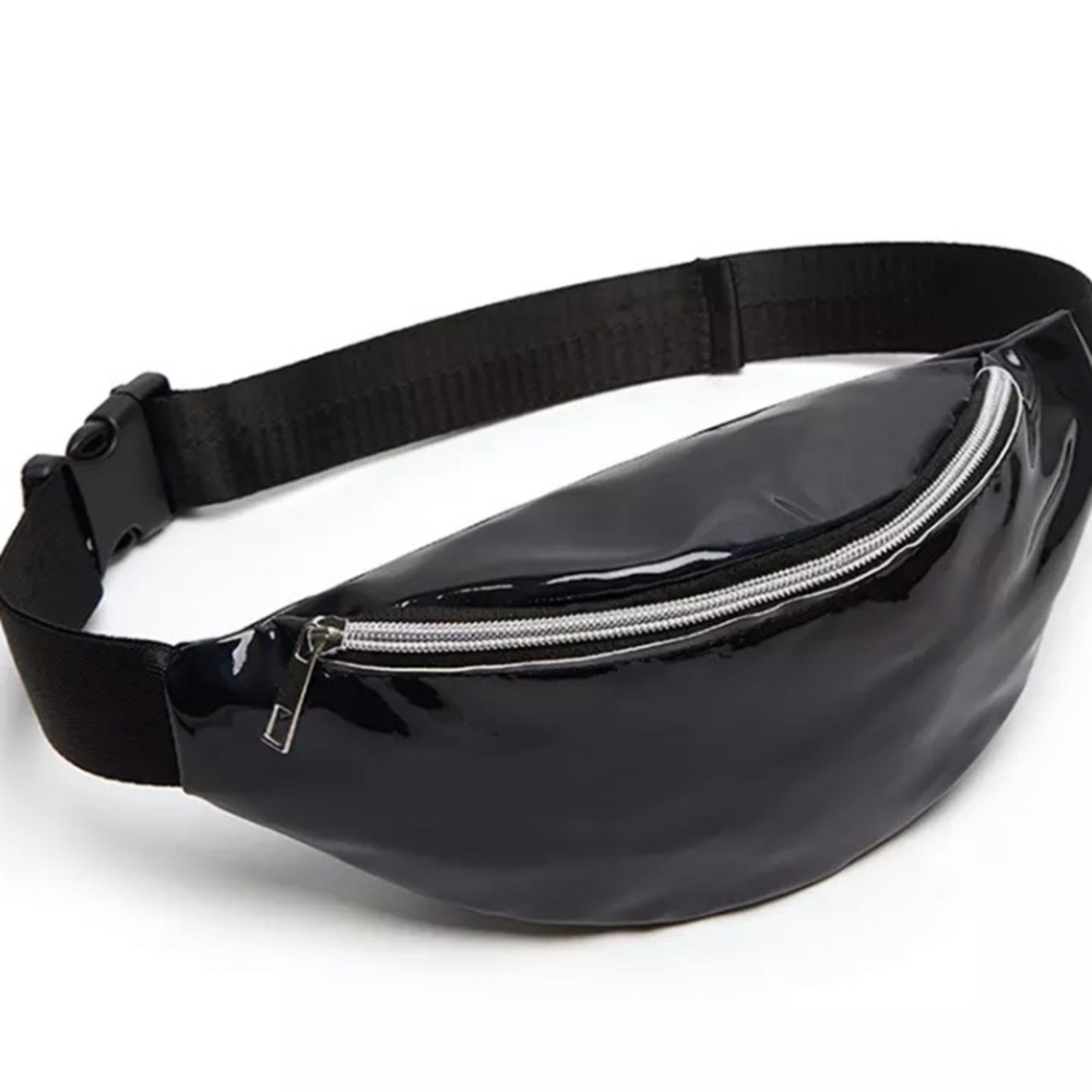 Black holographic Fanny pack handbag